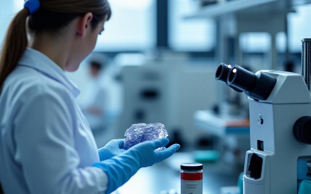 Análisis de calidad de un mineral en laboratorio.